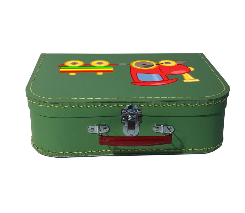 Pappkoffer mit bunter Lokomotive Kinderkoffer