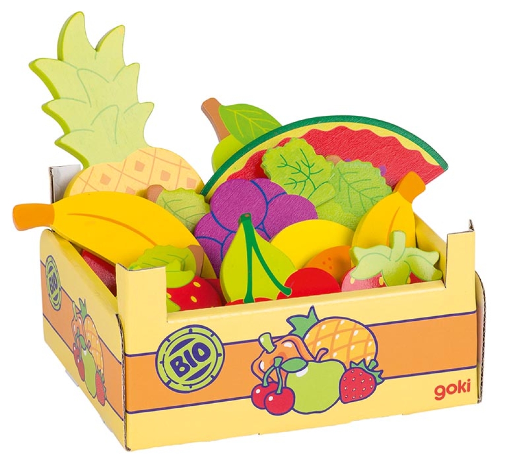 Obst in Obstkiste Holzspielzeug für Kaufladen