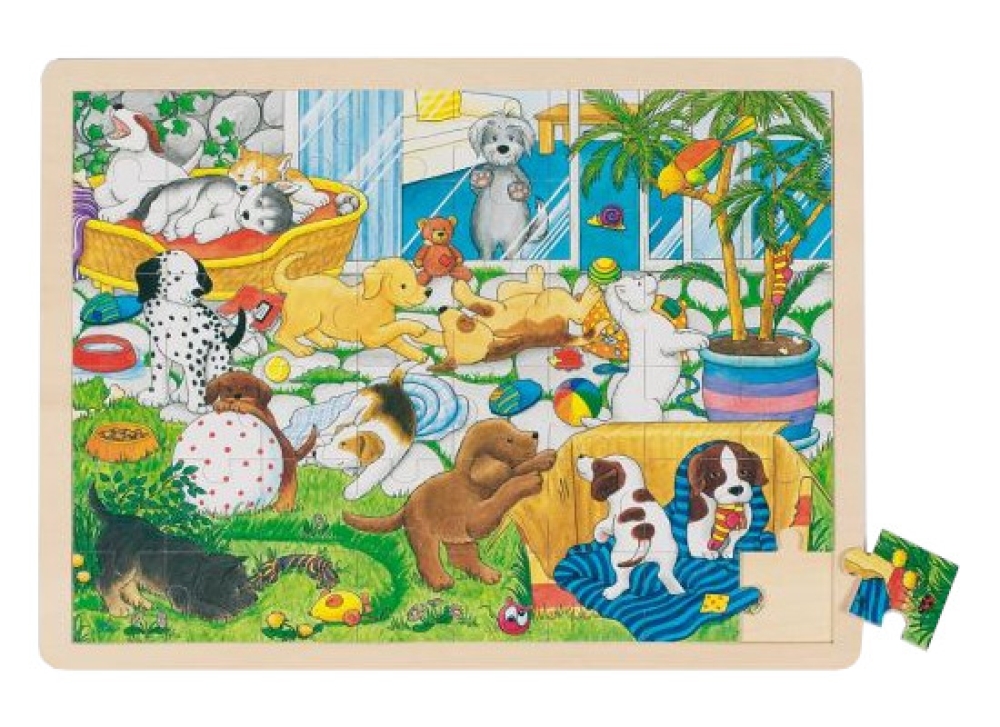 Holzpuzzle Welpenschule 48teilig Einlegepuzzle