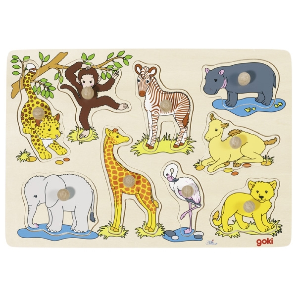 Steckpuzzle Afrikanische Tierkinder Holzpuzzle