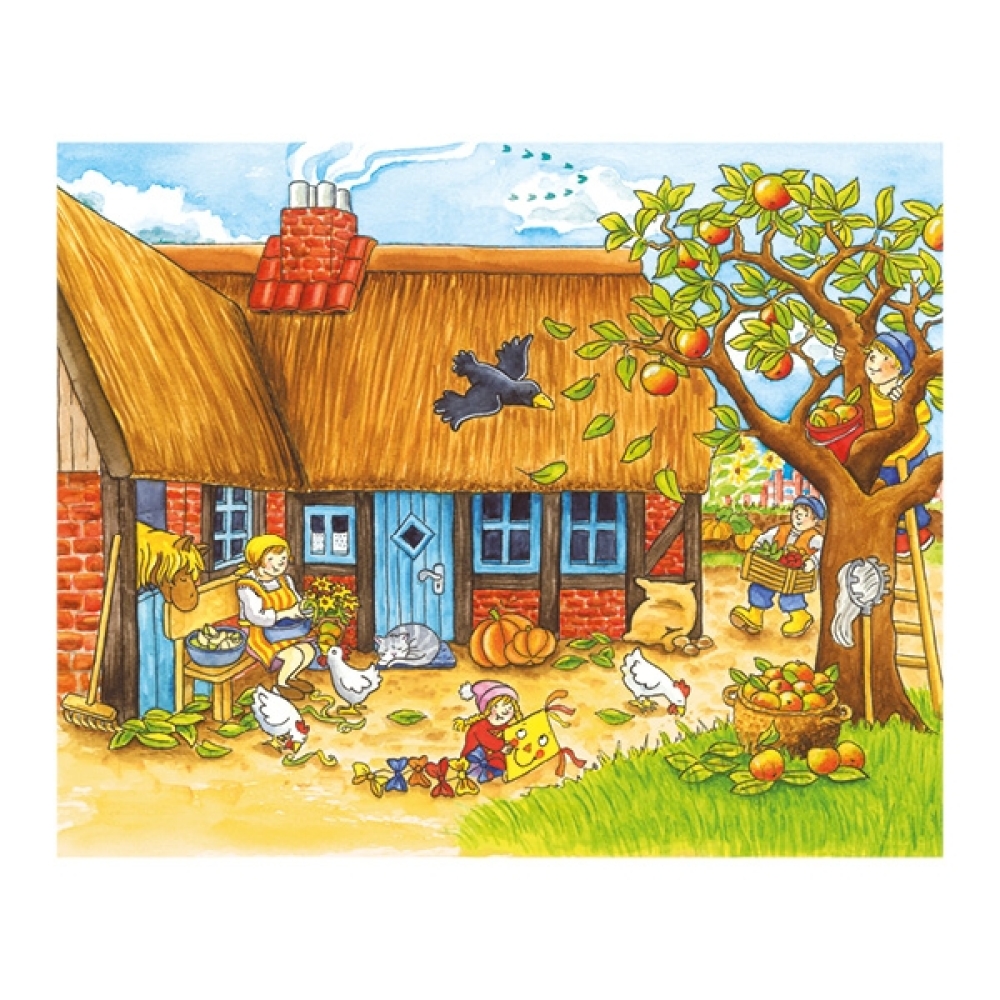 Würfelpuzzle Jahreszeiten auf dem Bauernhof