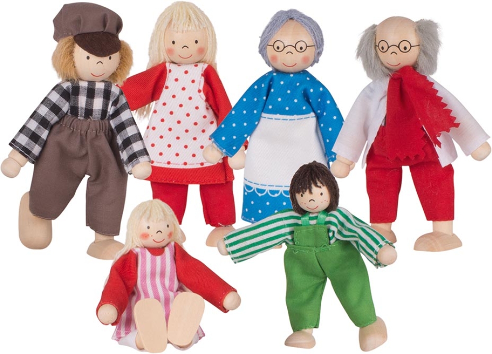 Biegepuppen Familie 6teilig Holzspielzeug