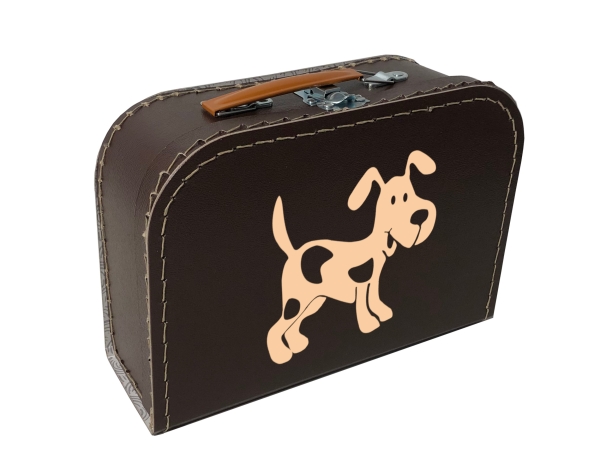 Pappkoffer braun mit Hund
