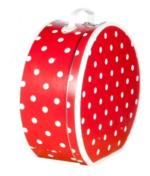 Hutkoffer Hutschachtel 30 cm rot große weiße Punkte