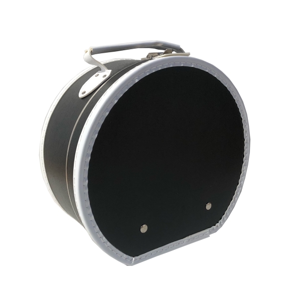 Hutkoffer Hutschachtel 30 cm schwarz mit weißer Borde