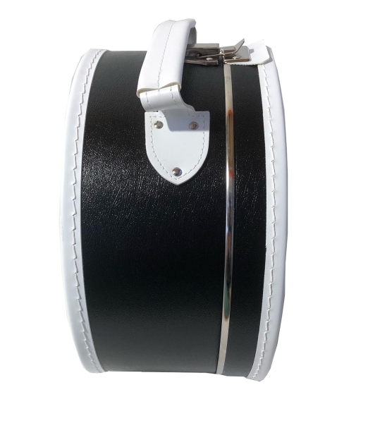 Hutkoffer Hutschachtel 30 cm schwarz mit weißer Borde
