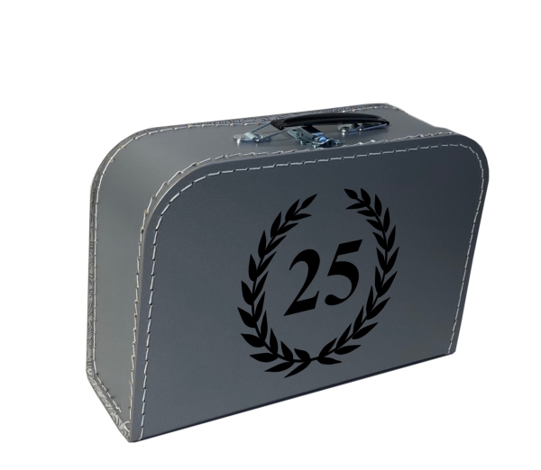 Pappkoffer silber zum Jubiläum 25 Jahre - Geschenkverpackung