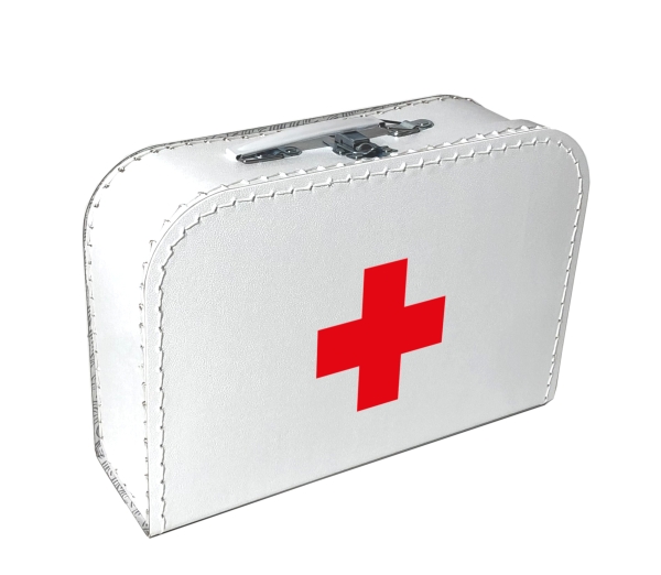 Pappkoffer weiß mit Kreuz (Doktorkoffer)